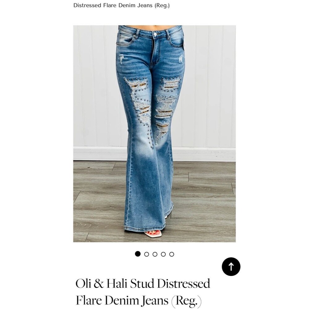 OLI & HALI JEANS leopard distressed flare jeans OLI and HALI OH Jeans OLI HALI S - Picture 5 of 7